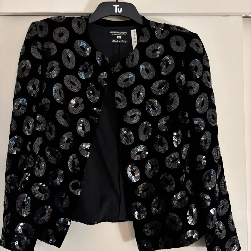 Vintage Giorgio Armani Collezioni Black Sequin Women's Jacket